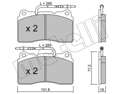 2202882 Колодки гальмівні (передні) Citroen C8 02-/Peugeot 208 12-/ 3008 09-17/ 607/807 02- (з датчиками) METELLI підбір по vin на Brocar