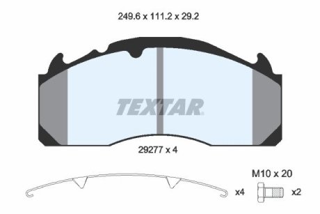 2927705 Комплект гальмівних колодок, дискове гальмо TEXTAR підбір по vin на Brocar