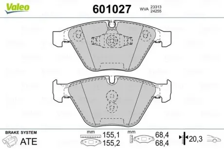 601027 Гальмівні колодки, дискове гальмо (набір) VALEO підбір по vin на Brocar