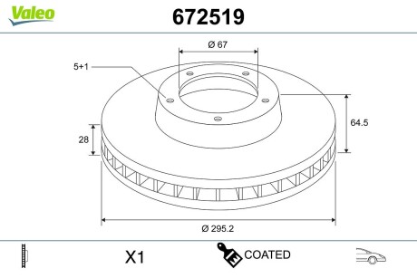 672519 Диск гальмівний MALOWANA MERCEDES C CLASS VALEO підбір по vin на Brocar
