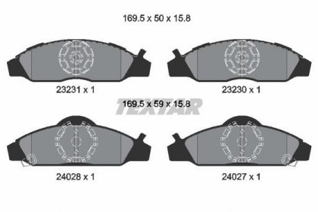 2323101 Гальмівні колодки, дискове гальмо (набір) TEXTAR підбір по vin на Brocar