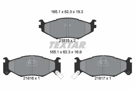 2181501 Тормозные колодки, дисковый тормоз (набор) TEXTAR підбір по vin на Brocar
