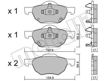 2207300 Колодки гальмівні (передні) Honda Accord VII 03-08 METELLI підбір по vin на Brocar