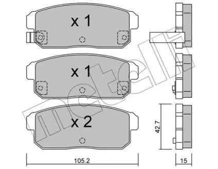 2207330 Колодки тормозные (задние) Chevrolet Cruze 00-08/Mazda RX-8 03-12/Suzuki Ignis 00-05 METELLI подбор по vin на Brocar