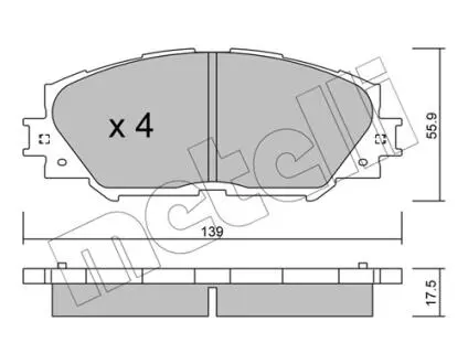 2207470 Колодки гальмівні (передні) Toyota Corolla 01-18/Auris 07-12/Rav4 III 05-/Yaris/Prius+ 12- METELLI підбір по vin на Brocar
