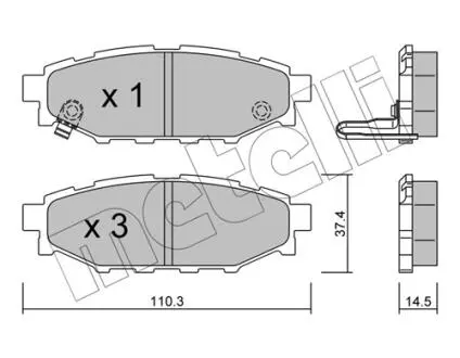 2207640 Колодки тормозные (задние) Subaru Forester/Impreza 08-/Legacy 03-14/Outback 03-/Toyota GT 12- METELLI подбор по vin на Brocar