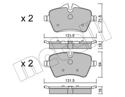 2207680 Колодки гальмівні (передні) Mini (R50/R53/R52/R56/R57/R58/R59) 01-16 METELLI підбір по vin на Brocar