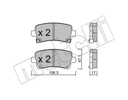 2208440 Колодки тормозные (задние) Opel Insignia 08-17/Chevrolet Malibu/Bentley Flying Spur 12-/Saab 9-5 10- METELLI подбор по vin на Brocar