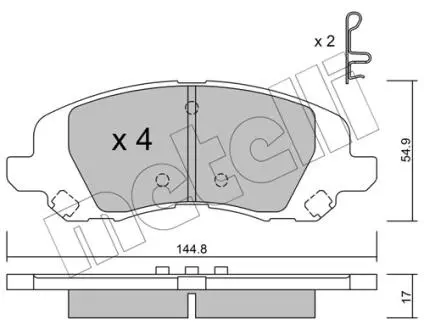2208610 Колодки гальмівні (передні) Dodge Avenger/Caliber/Jeep Compass/Patriot/Lancia Flavia 06- METELLI підбір по vin на Brocar
