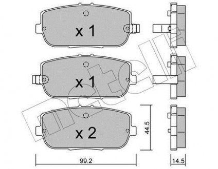 2208710 Гальмівні колодки, дискове гальмо (набір) METELLI підбір по vin на Brocar