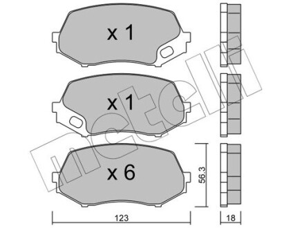 2208740 Тормозные колодки, дисковый тормоз (набор) METELLI підбір по vin на Brocar