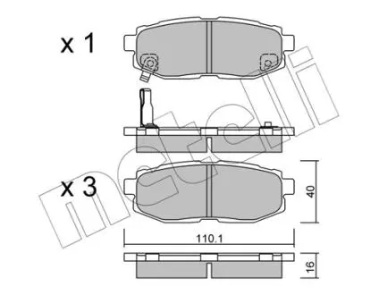 2208750 Колодки гальмівні (задні) Subaru Forester 13-/Tribeca 05- METELLI підбір по vin на Brocar