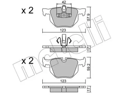 2206430 Колодки гальмівні (задні) BMW 3 (E90/E91/E92/E93) 04-13/X1 (E84) 09-15 METELLI підбір по vin на Brocar