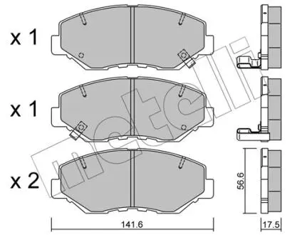 2206060 Колодки гальмівні (передні) Honda Accord VII 03-08/CR-V II 01-07/CR-V IV 13- METELLI підбір по vin на Brocar
