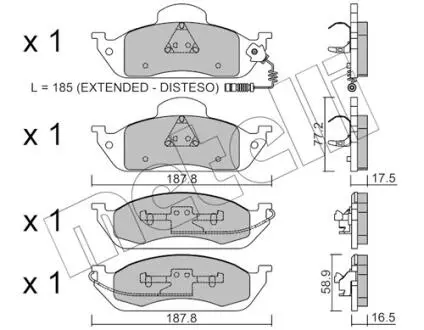 2205690 Колодки тормозные (передние) MB M-class (W163) 98-05 (+датчик) METELLI підбір по vin на Brocar