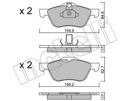 2204890 Колодки гальмівні (передні) Nissan Primera 2.0 16V 96-02 METELLI підбір по vin на Brocar