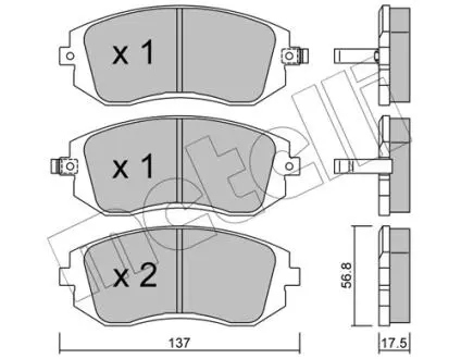 2205000 Колодки тормозные (передние) Subaru Forester 02-/Impreza 00-/Legacy 03-14/Outback 03- METELLI подбор по vin на Brocar