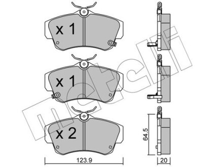 2205210 Колодки тормозные (передние) Chrysler PT Cruiser 1.6-2.4 00-10 METELLI підбір по vin на Brocar