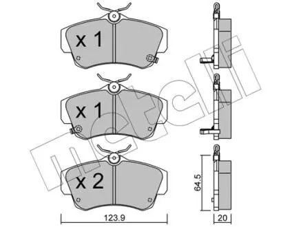 2205210 Колодки гальмівні (передні) Chrysler PT Cruiser 1.6-2.4 00-10 METELLI підбір по vin на Brocar