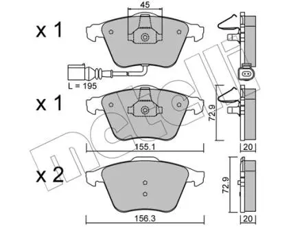 2205494 Тормозные колодки, дисковый тормоз (набор) METELLI подбор по vin на Brocar