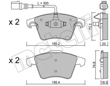 2205522 Колодки тормозные (передние) VW Touareg 02-10 (+датчики) METELLI подбор по vin на Brocar