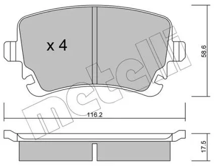 2205542 Колодки гальмівні (задні) VW T5/T6 2.0 TDI 03- METELLI підбір по vin на Brocar