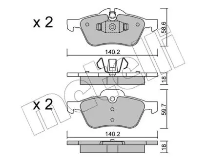 2205550 Колодки тормозные (передние) Mini Cooper/One 01-06 METELLI подбор по vin на Brocar
