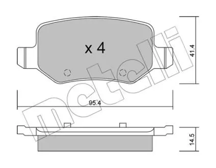 2205650 Колодки гальмівні (задні) MB A-class (W168/W169) 97-12/B-class (W245) 05-11/Vaneo (W414) 02-05 METELLI підбір по vin на Brocar