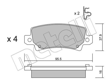 2204470 Колодки гальмівні (задні) Toyota Corolla 1.4-2.0D 00- METELLI підбір по vin на Brocar