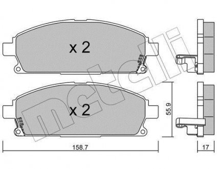 2204061 Колодки тормозные (передние) Nissan X-Trail 01-13/Pathfinder 97-04 (с аморт. колебаний) METELLI подбор по vin на Brocar