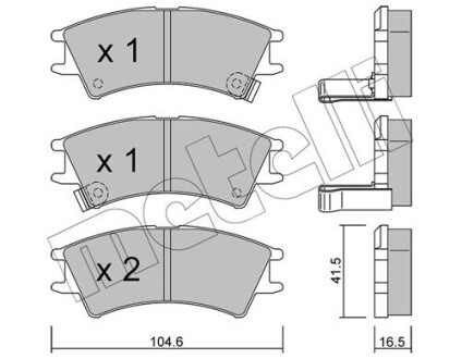 2203610 Тормозные колодки, дисковый тормоз (набор) METELLI подбор по vin на Brocar