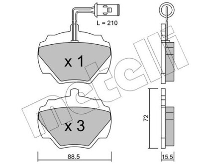 2203531 Тормозные колодки, дисковый тормоз (набор) METELLI подбор по vin на Brocar