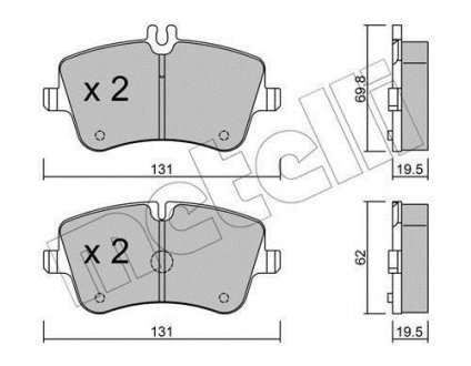 2203420 Колодки тормозные (передние) MB C-class (W203/CL203/S203)/CLK-class (C209)/SLK-class (R171) 00-11 METELLI підбір по vin на Brocar