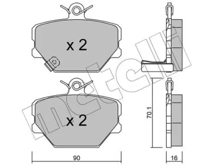 2203410 Колодки гальмівні (передні) Smart Cabrio 00-04/City Coupe 98-04/Roadster 03-05/Fortwo 04- METELLI підбір по vin на Brocar