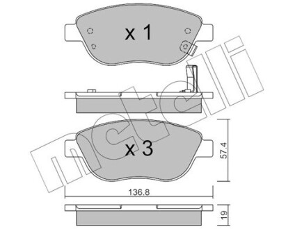 2203222 Тормозные колодки, дисковый тормоз (набор) METELLI подбор по vin на Brocar