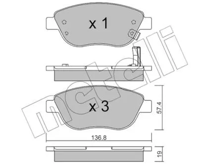 2203222 Тормозные колодки, дисковый тормоз (набор) METELLI подбор по vin на Brocar