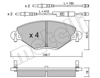 2203310 Колодки гальмівні (передні) Citroen C5 01- (з датчиком) METELLI підбір по vin на Brocar