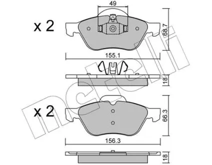 2203351 Колодки тормозные (передние) Renault Clio III 06-14/Megane II 02-/Scenic II 03- METELLI подбор по vin на Brocar