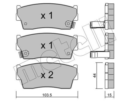 2201160 Тормозные колодки, дисковый тормоз (набор) METELLI підбір по vin на Brocar