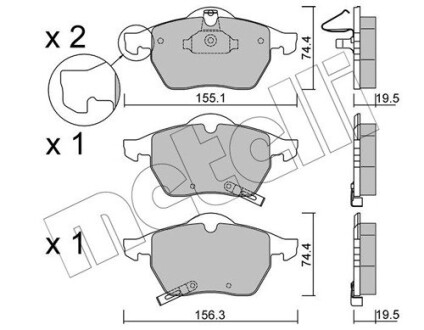 2201181 Тормозные колодки, дисковый тормоз (набор) METELLI подбор по vin на Brocar