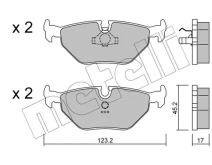 2201250 Колодки гальмівні (задні) BMW 3 (E30/E36/E46) 90-98/ 5 (E34) -97 (Teves) METELLI підбір по vin на Brocar