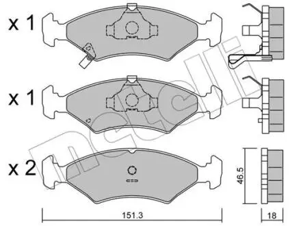 2201270 Тормозные колодки, дисковый тормоз (набор) METELLI подбор по vin на Brocar