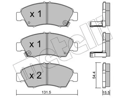 2201380 Колодки гальмівні (передні) Honda Civic V/VI 91-01/VIII 10-12/Jazz 02- METELLI підбір по vin на Brocar