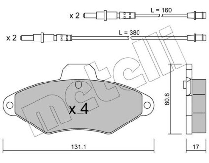 2201440 Гальмівні колодки, дискове гальмо (набір) METELLI підбір по vin на Brocar