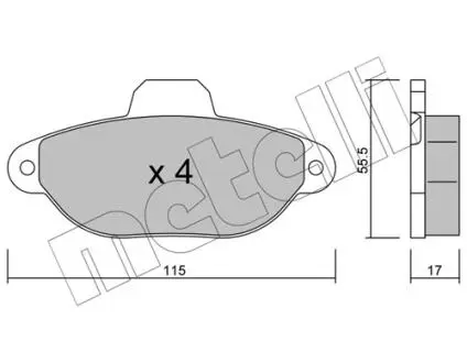 2201591 Колодки тормозные (передние) Fiat 500 07-/Panda 03-/Punto 93-10 METELLI подбор по vin на Brocar