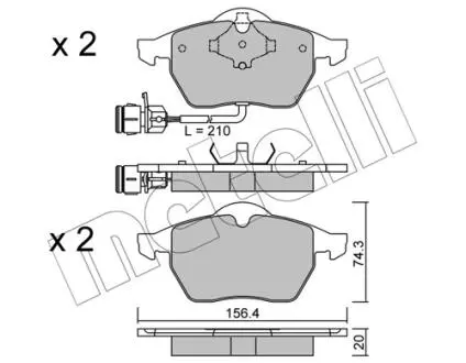 2201810 Колодки тормозные (передние) Audi 100 90-94/Audi A6 94-97 (+датчики) METELLI подбор по vin на Brocar