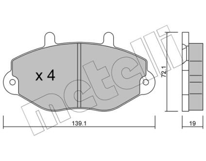 2201950 Колодки гальмівні (передні) Ford Transit 91-00/Transit Tourneo 94-00 15&quot; METELLI підбір по vin на Brocar