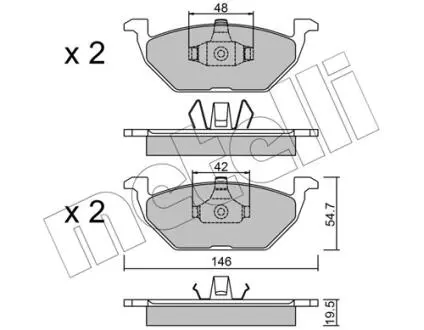 2202111 Колодки гальмівні (передні) Audi A3/Seat Toledo 96-04/Skoda Octavia 96-07/VW Golf 97-05/Polo 02- METELLI підбір по vin на Brocar