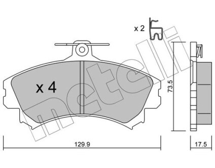 2202161 Колодки тормозные (передние) Mitsubishi Colt 04-12/Smart 04- METELLI подбор по vin на Brocar