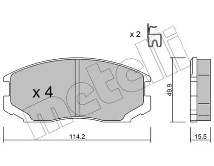 2202211 Колодки гальмівні (передні) Mitsubishi Colt/Lancer 1.3-1.6/1.8-2.0D 95-03 METELLI підбір по vin на Brocar